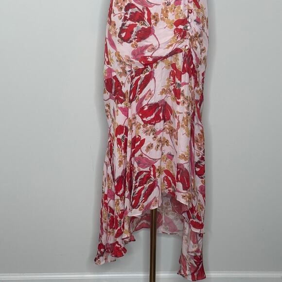 Parker Viva Pink Floral Silk Flutter Sleeve Midi Dress Womens Size 6 - Picture 3 of 9